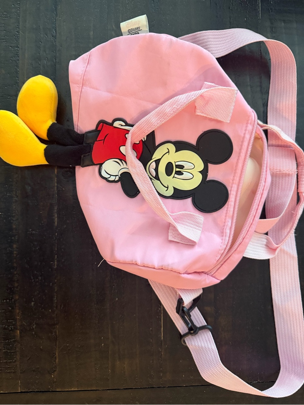 Zara Pink Mickey Mouse Kids Crossbody Bag with Yellow Feet